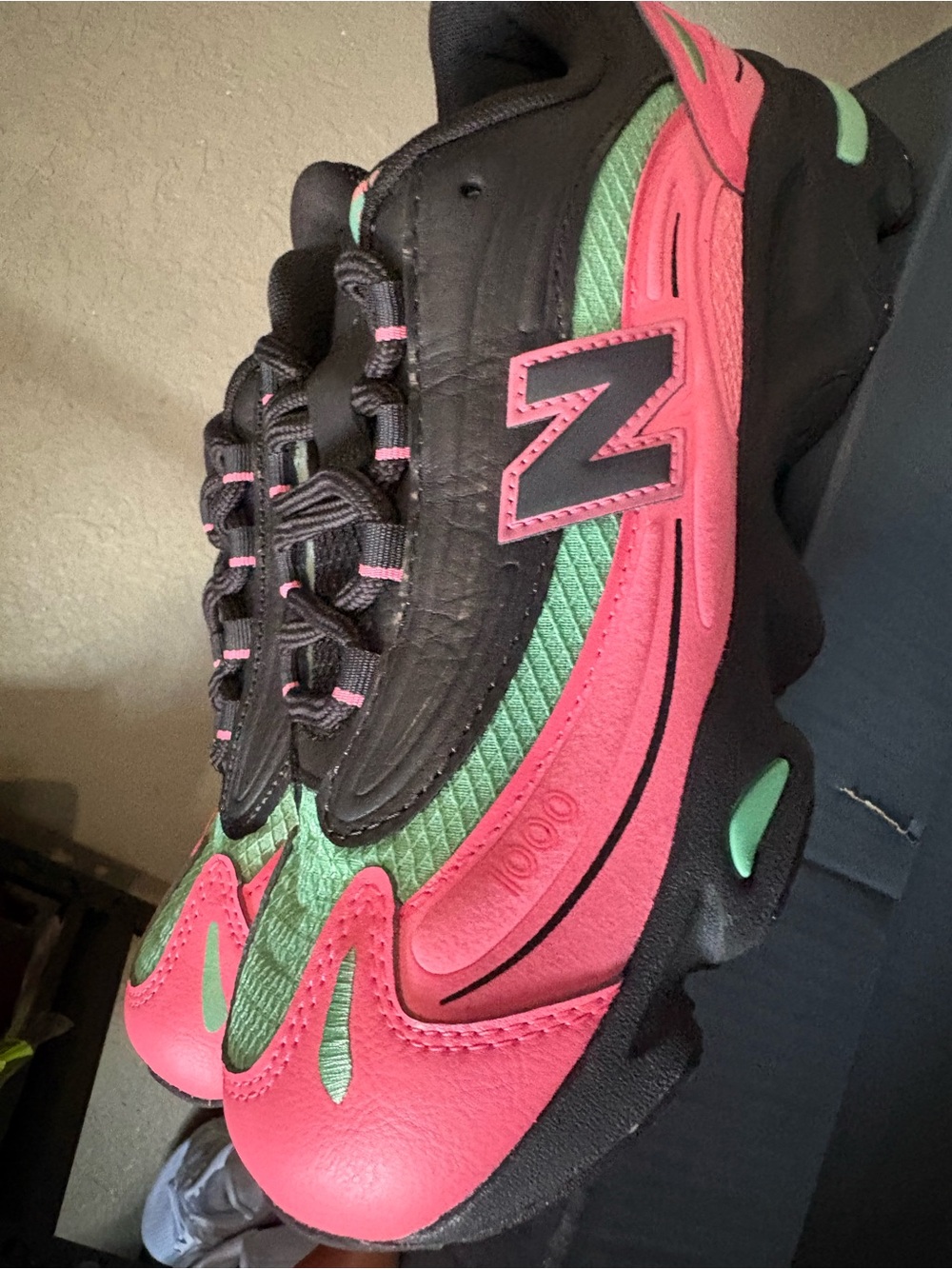 New Balance Kids Black, Pink & Green Athletic Sneakers
